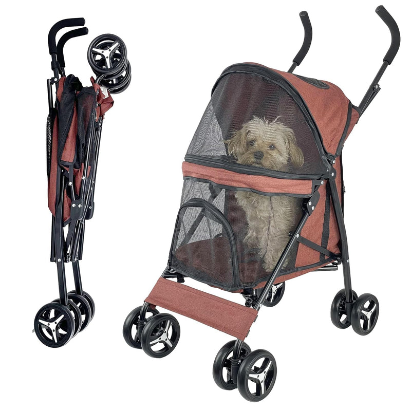 Lightweight Compact Pet Stroller with Umbrella Fold for Small Medium Dogs