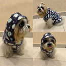 Winter Hoodie Jacket for Small Breed Dog (Navy Blue With White And Teal Spots)