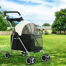4-Wheel Stroller for Small Medium Dogs & Cats (Black-White)