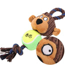 Plush Dog Toy With Rope & Tennis Ball Squeaker Inside