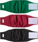 Washable Male Reusable Dog Diapers Pack of 3 Small (Red, Black, Green)