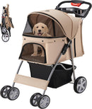 Cup Holder Portable Travel Stroller for Dogs, Cats & Small Animals (Khaki)