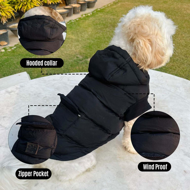 Winter Hoodie Jacket for Small Breed Dog (Black)