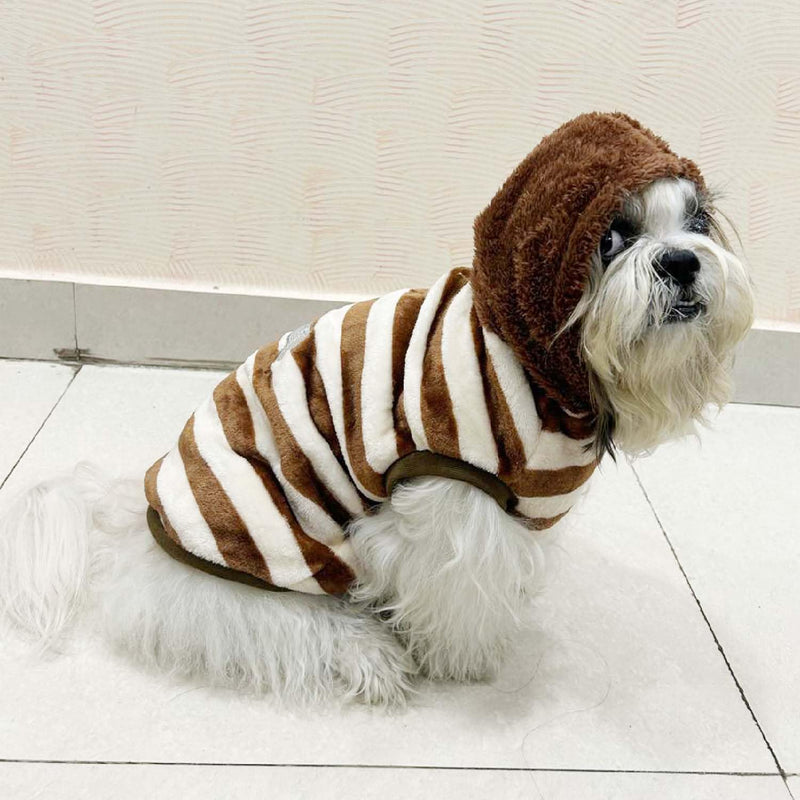 Winter Hoodie Jacket for Small Breed Dog (Brown-White)