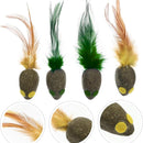 Natural Catnip Mouse Cat Toy with Feathers for  Active Play