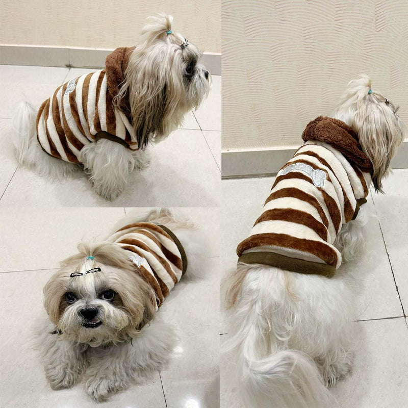 Winter Hoodie Jacket for Small Breed Dog (Brown-White)