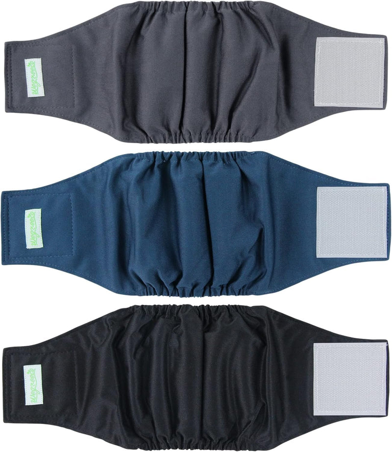 Washable Male Reusable Dog Diapers Pack of 3 Small (Black, Brown, Navy)