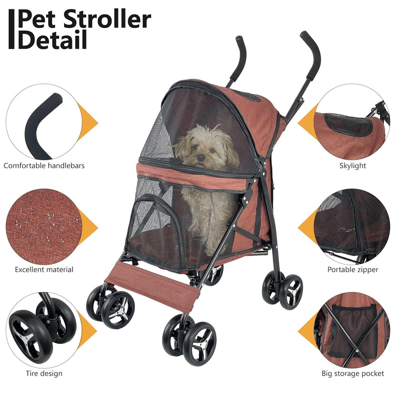 Lightweight Compact Pet Stroller with Umbrella Fold for Small Medium Dogs