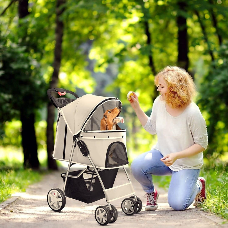Cup Holder Portable Travel Stroller for Dogs, Cats & Small Animals