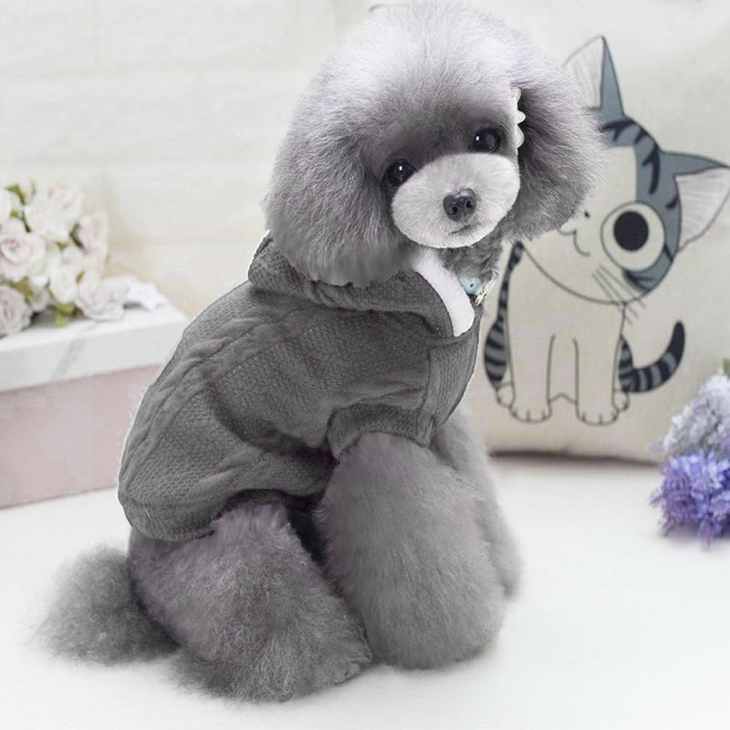 Hoodie Sweater Coat For Small Dogs Cats (Grey)