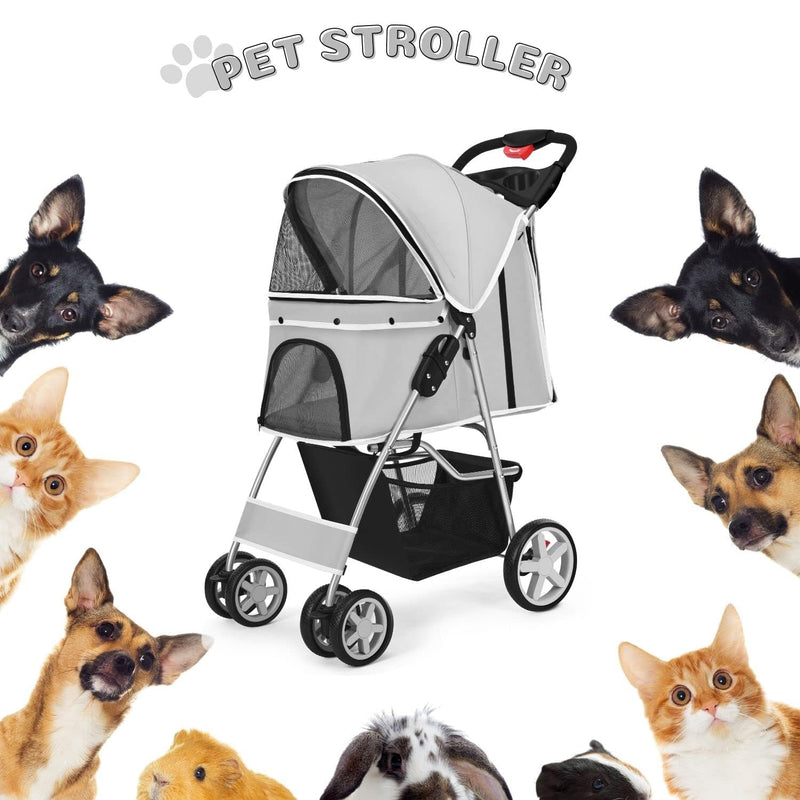 Cup Holder Portable Travel Stroller for Dogs, Cats & Small Animals