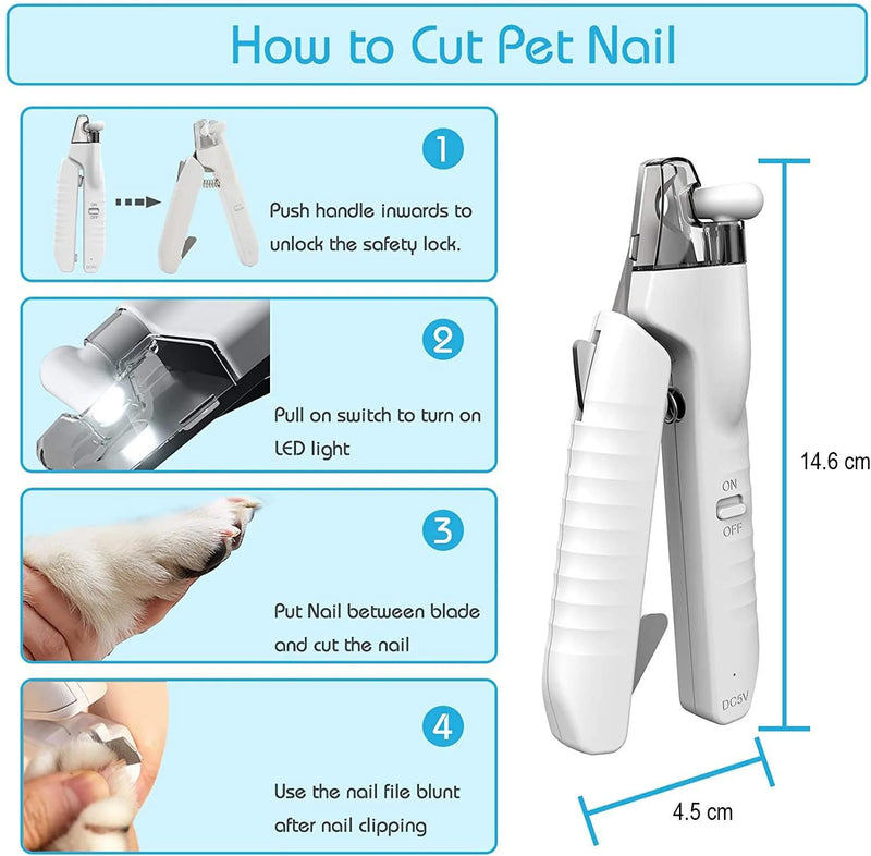 LED Pet Nail Clippers for Small & Medium Dogs, Cats