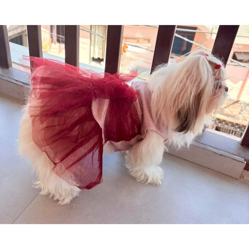 Dog Dress for Girls Dogs and Cats - Red Pink