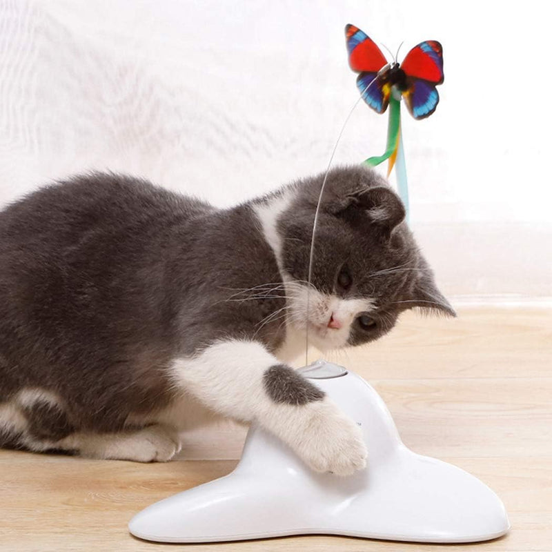 Automatic Rotating Teaser Toy with Fluorescent Butterfly For Cats & Kittens