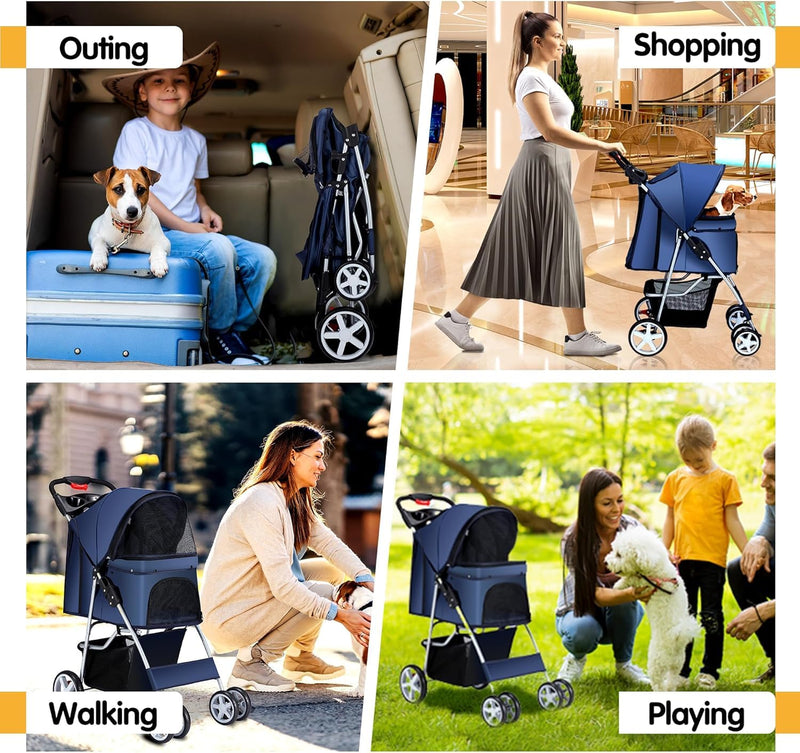 Cup Holder Portable Travel Stroller for Dogs, Cats & Small Animals