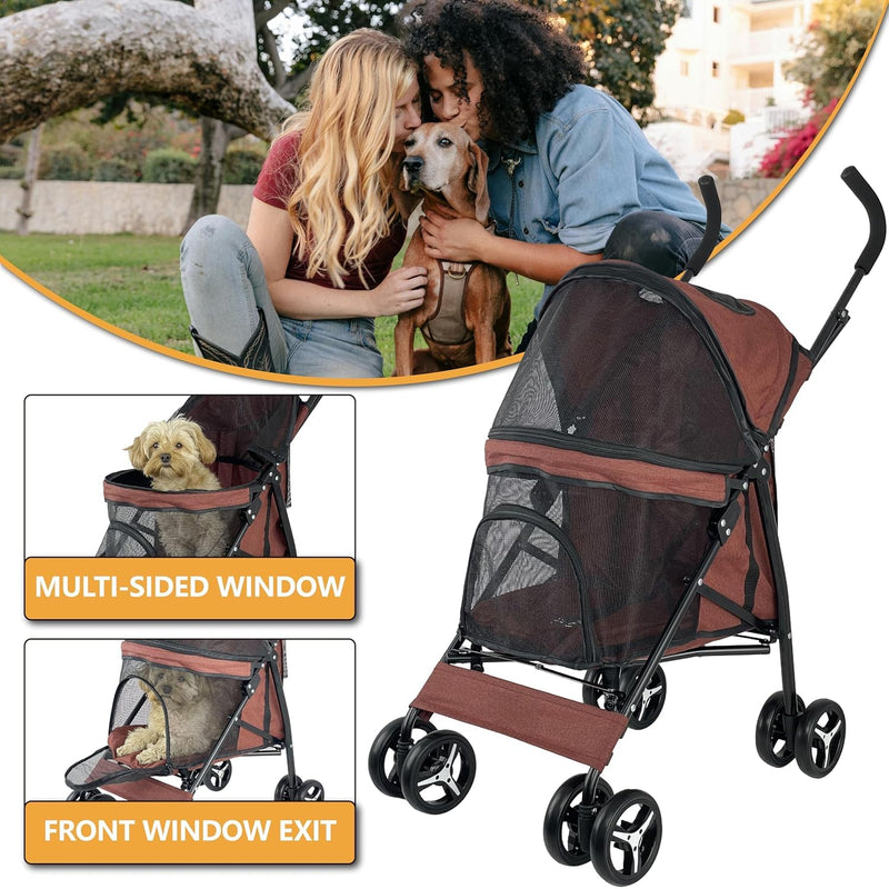 Lightweight Compact Pet Stroller with Umbrella Fold for Small Medium Dogs