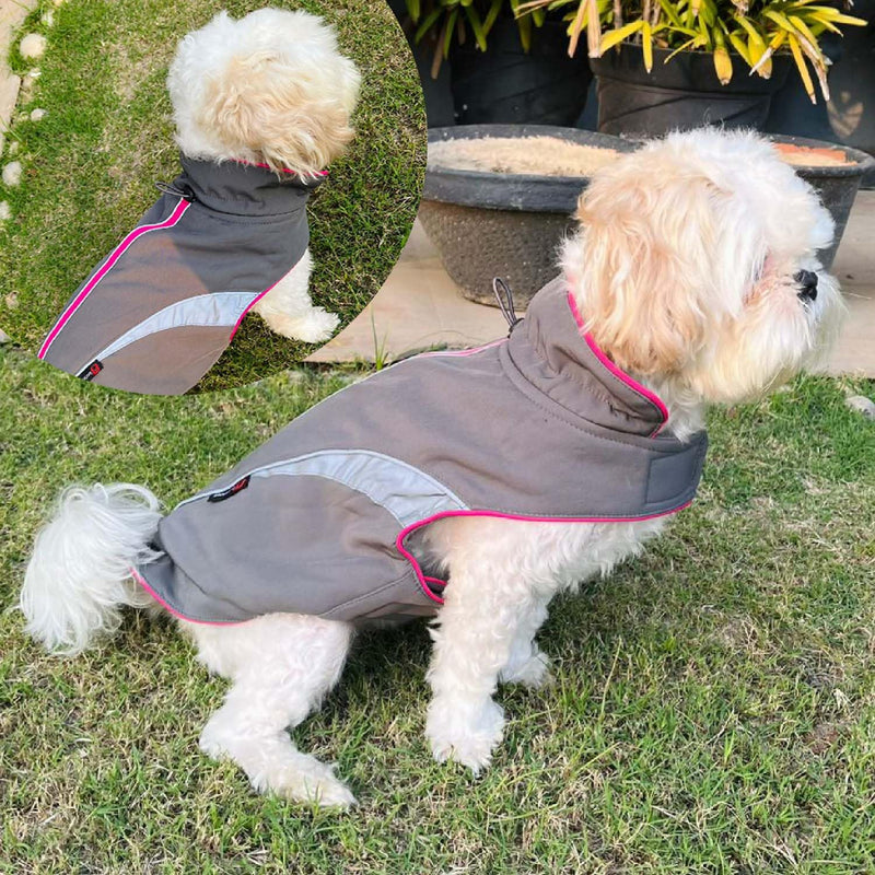 Waterproof Jacket for Small Breeds Dogs (Grey-Pink)