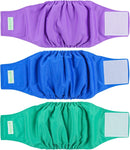 Washable Male Reusable Dog Diapers Pack of 3 Small (Blue, Green, Purple)