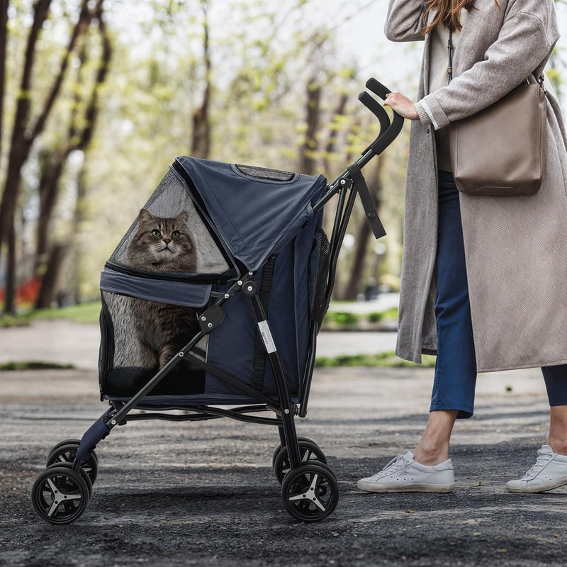 Lightweight Compact Pet Stroller with Umbrella Fold for Small Medium Dogs