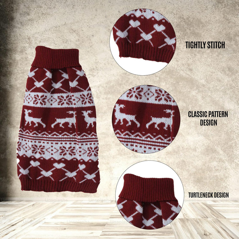 Christmas Sweater For Small Dogs, Cats (Maroon)