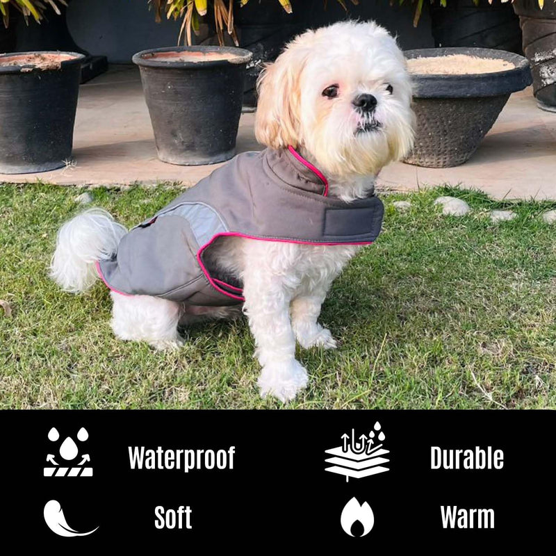 Waterproof Jacket for Small Breeds Dogs (Grey-Pink)