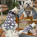 Winter Hoodie Jacket for Small Breed Dog (Navy Blue With White And Teal Spots)