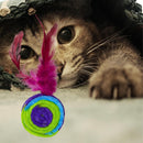 Interactive Rainbow Feather Ball Cat Toy with Bells