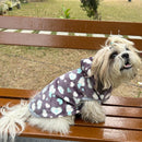 Winter Hoodie Jacket for Small Breed Dog (Navy Blue With White And Teal Spots)