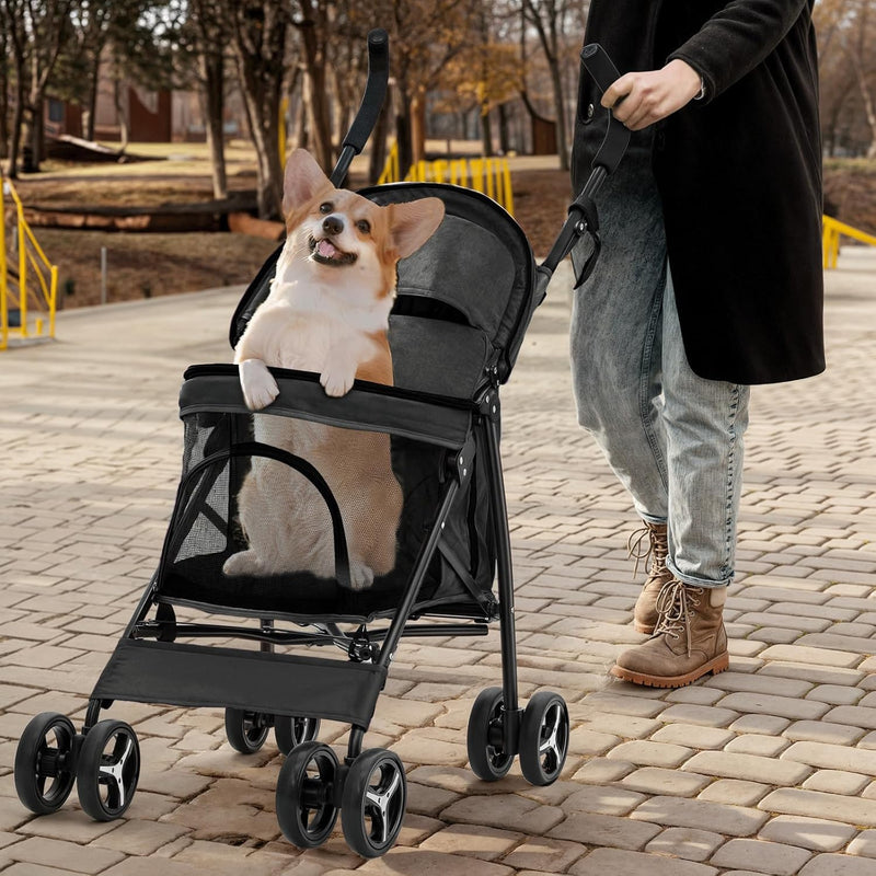 Lightweight Compact Pet Stroller with Umbrella Fold for Small Medium Dogs