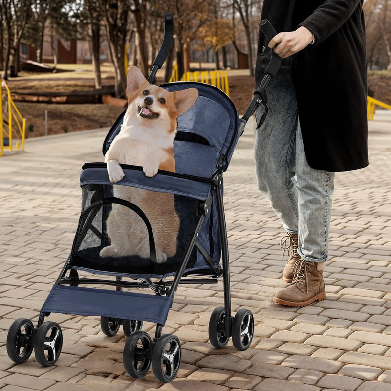 Lightweight Compact Pet Stroller with Umbrella Fold for Small Medium Dogs