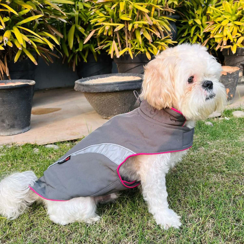 Waterproof Jacket for Small Breeds Dogs (Grey-Pink)