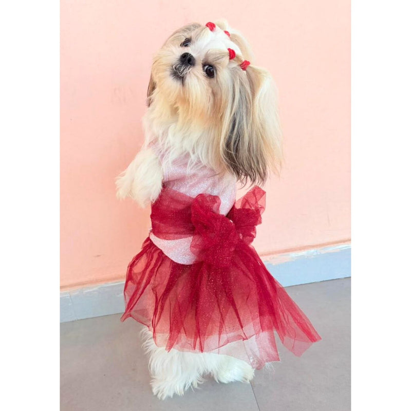 Dog Dress for Girls Dogs and Cats - Red Pink