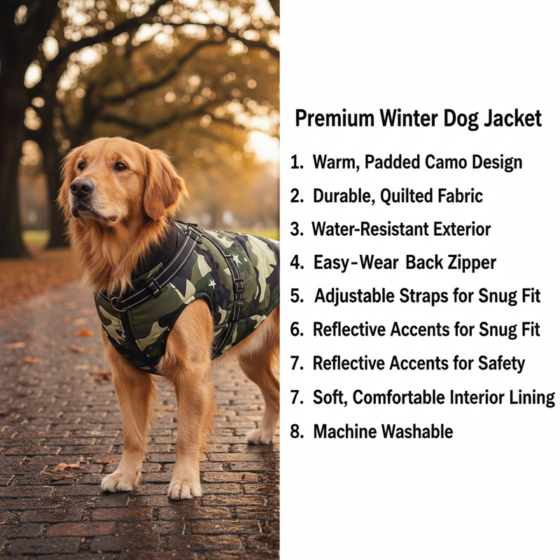 Winter Dog Jacket with Harness for Dogs