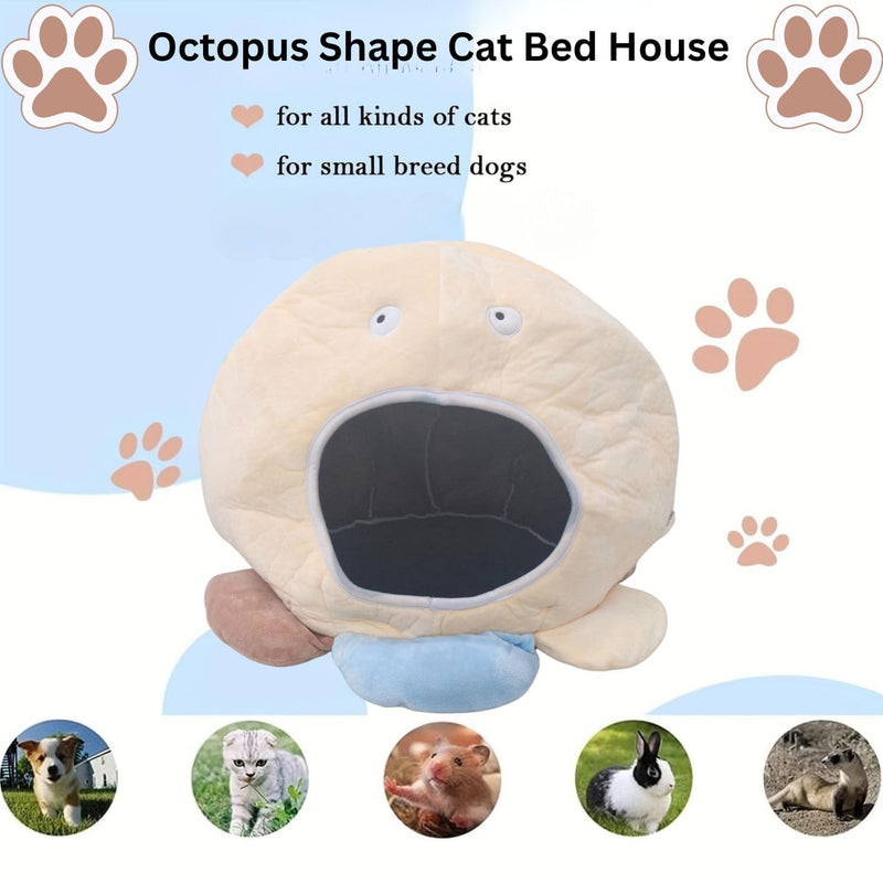 Cozy Plush Cartoon Bed House for Cats, Small Dogs & Small Animals