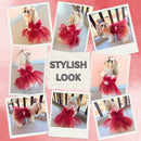 Dog Dress for Girls Dogs and Cats - Red Pink