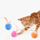 Interactive Feather Ball Toy with Bell for Cats (Pack of 3)
