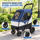 Pet Stroller for Cats and Dogs 4-Wheel Foldable, Mesh Ventilation Windows