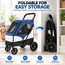 Pet Stroller for Cats and Dogs 4-Wheel Foldable, Mesh Ventilation Windows