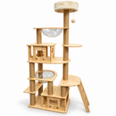 Wooden Cat Tree Tower with Sisal Scratching Posts | Multi-Level Cat Climbing Activity Center, Cozy Cat Houses, Clear Bubble Beds & Play Platforms