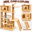 Wooden Cat Tree Tower with Sisal Scratching Posts | Multi-Level Cat Climbing Activity Center, Cozy Cat Houses, Clear Bubble Beds & Play Platforms