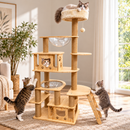 Wooden Cat Tree Tower with Sisal Scratching Posts | Multi-Level Cat Climbing Activity Center, Cozy Cat Houses, Clear Bubble Beds & Play Platforms