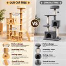 Wooden Cat Tree Tower with Sisal Scratching Posts | Multi-Level Cat Climbing Activity Center, Cozy Cat Houses, Clear Bubble Beds & Play Platforms