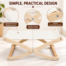 Wooden Cat Bed, Elevated Pet Cot with Breathable Fabric Sling and Natural Wood Frame