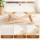 Wooden Cat Bed, Elevated Pet Cot with Breathable Fabric Sling and Natural Wood Frame