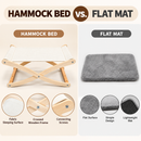Wooden Cat Bed, Elevated Pet Cot with Breathable Fabric Sling and Natural Wood Frame