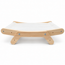 Wooden Pet Hammock Bed for Cats, Breathable White Fabric Lounger with Natural Wood Frame