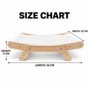 Wooden Pet Hammock Bed for Cats, Breathable White Fabric Lounger with Natural Wood Frame