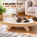 Wooden Pet Hammock Bed for Cats, Breathable White Fabric Lounger with Natural Wood Frame