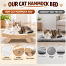 Wooden Pet Hammock Bed for Cats, Breathable White Fabric Lounger with Natural Wood Frame