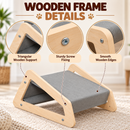 Cozy Wooden Cat Hammock Bed - Stylish  Grey Fabric